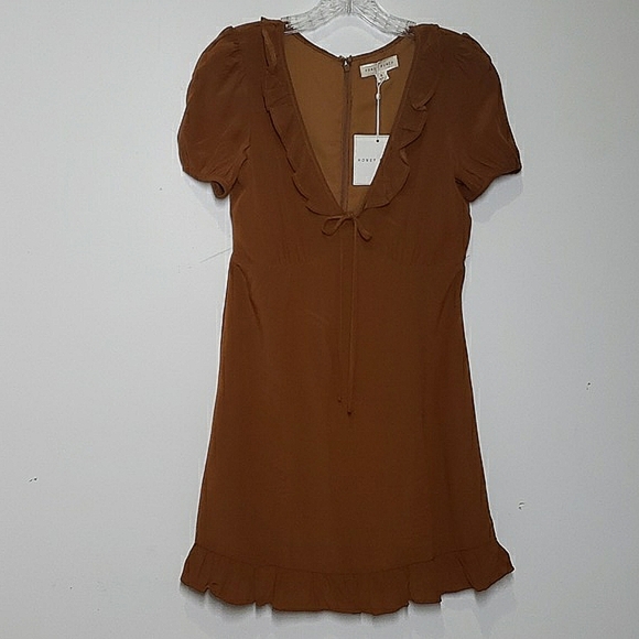 NWT Honey Punch V-Neck Mini Dress Ruffle Collar Empire Waist - Picture 12 of 13